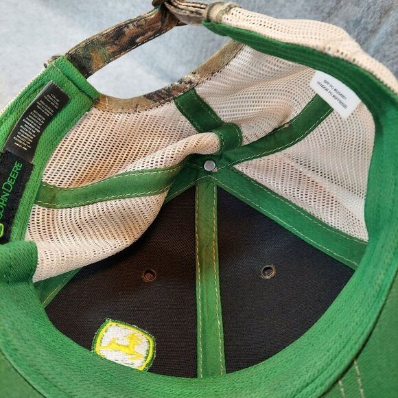 John Deere Camo Trucker Hat W/ Mesh Back Adjustable Strap Unisex Outdoor Cap - Picture 10 of 11